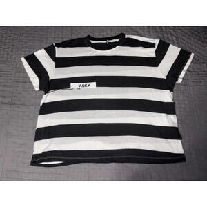 ASKKNY Official Women's $115 Retail Oversized Boy Tee Stripe Boxy T-Shirt Size 1